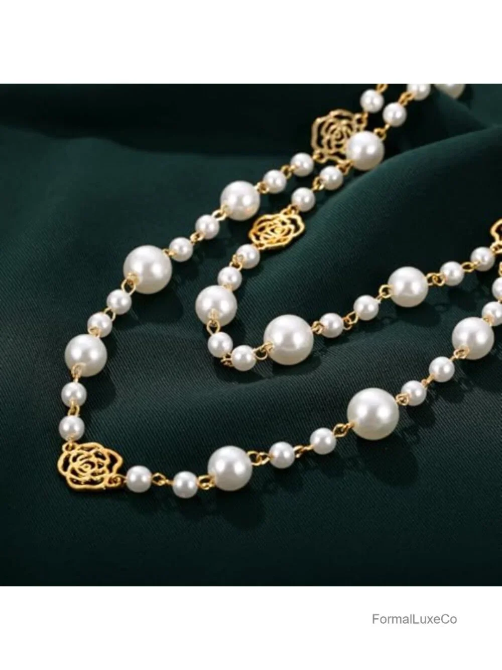 Simulated Pearl Multi Strand Layered Necklace for Women, 29.5
